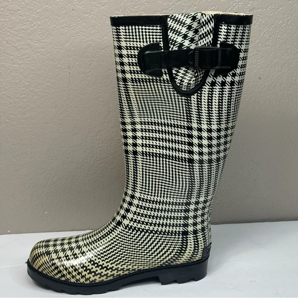 Corkys Houndstooth Rain Boots Size 6 Right Boot /Yellow Discoloration Work Boots